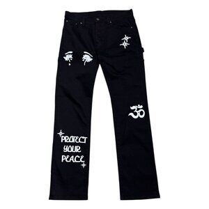 DRIPT DENIM Black Designer Streetwear Casual Pants Jeans Mens 32x34